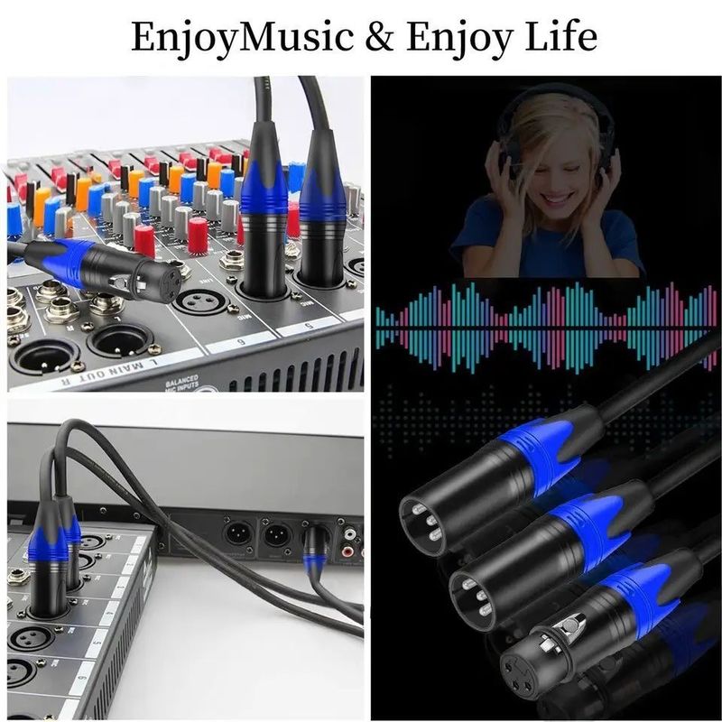 Yüksek Kaliteli Ses Mikrofon Bağlantısı için Saf Bakır Kablolu 3m XLR Erkek - Dişi Kablo