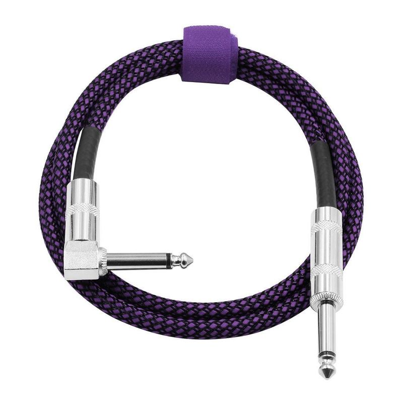 Doğrudan açıya elektrikli gitar kablosu 10FT/30FT Siyah örgü 6.35mm 1/4 inç