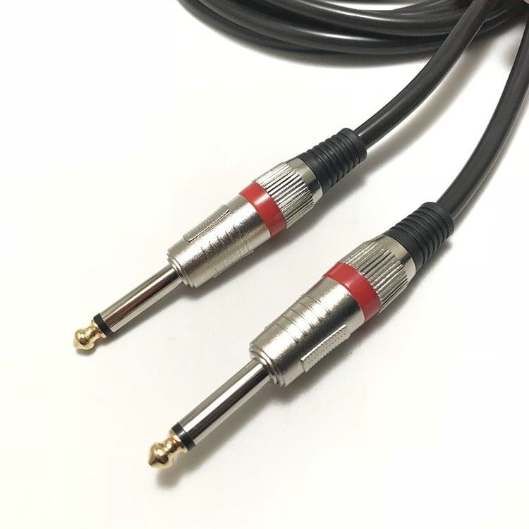 Doğrudan açıya elektrikli gitar kablosu 10FT/30FT Siyah örgü 6.35mm 1/4 inç