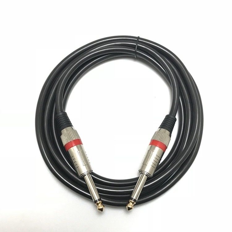 Doğrudan açıya elektrikli gitar kablosu 10FT/30FT Siyah örgü 6.35mm 1/4 inç