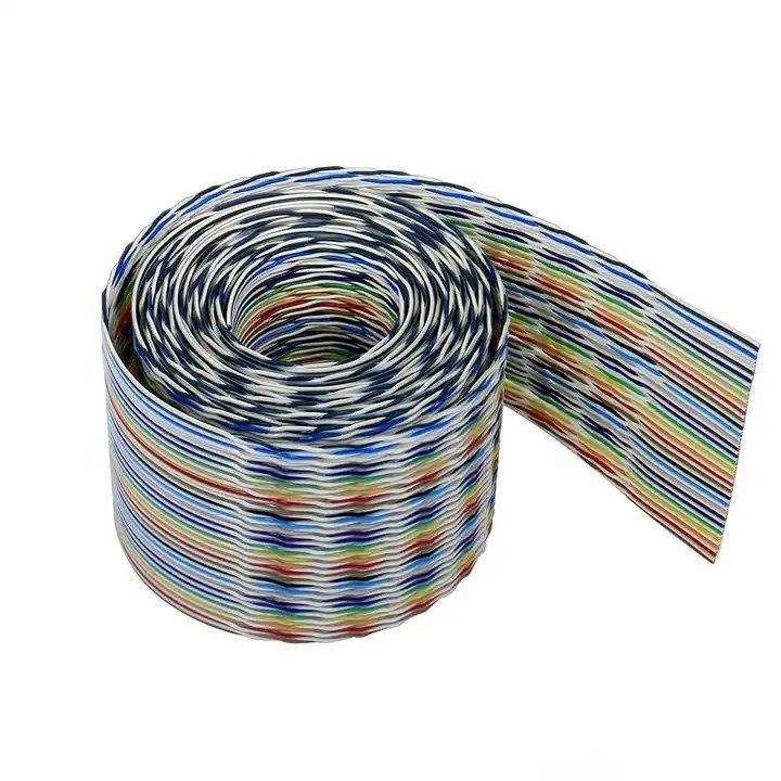 UL2651 28AWG 1.27mm Pitch 10pin 12pin Rainbow Ribbon Harness Endüstriyel için Düz Kablo
