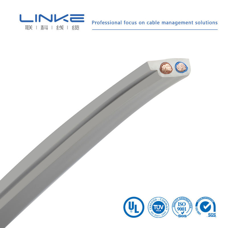 300V uygulamaları için konserve bakır ve PVC yalıtımlı yarı iletken esnek kauçuk düz 2 çekirdekli güç tel kablosu