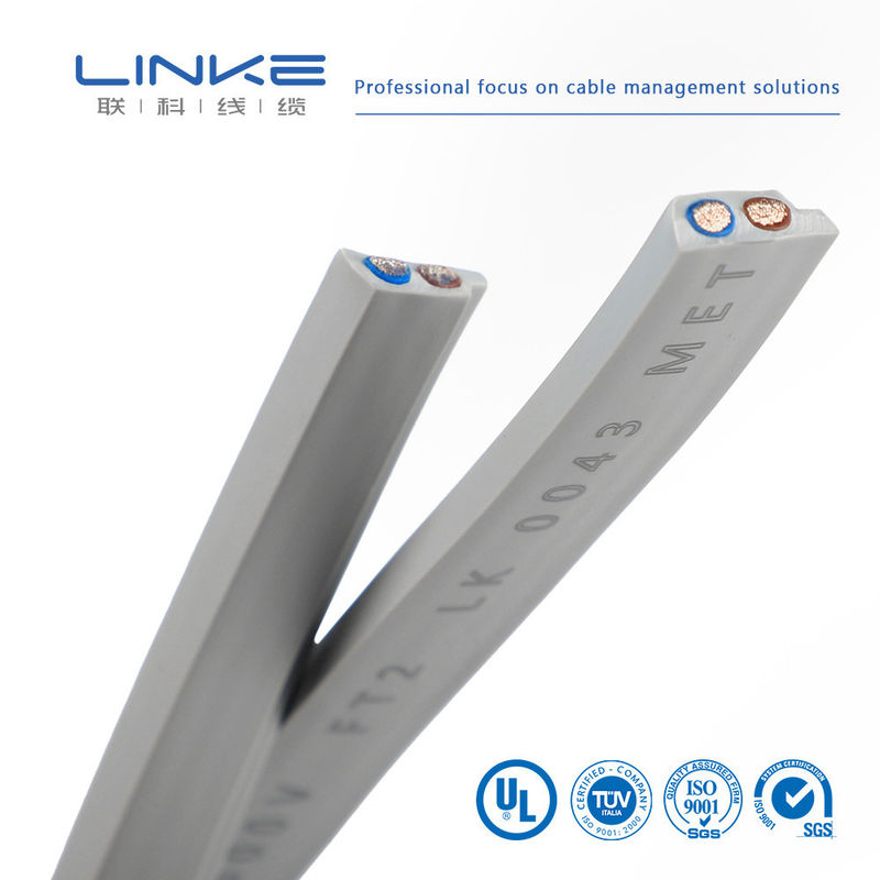 300V uygulamaları için konserve bakır ve PVC yalıtımlı yarı iletken esnek kauçuk düz 2 çekirdekli güç tel kablosu