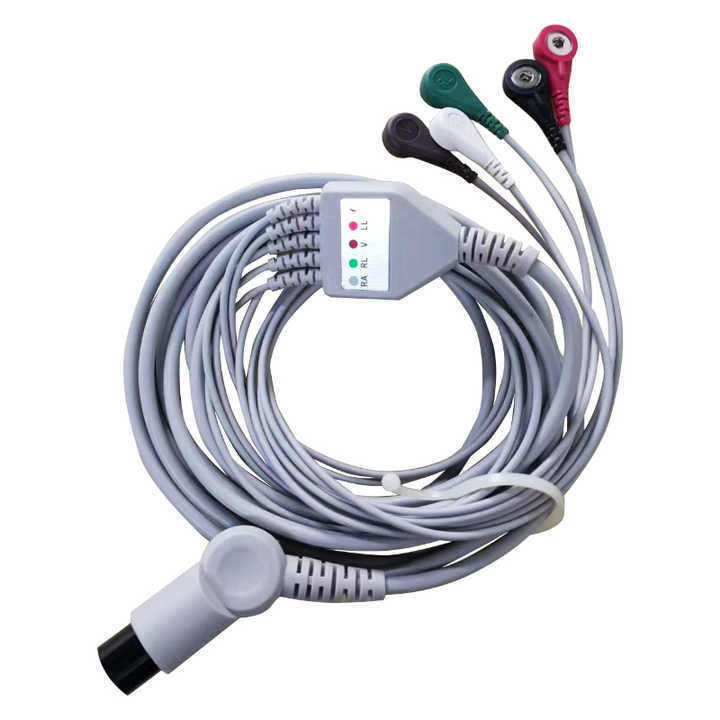 TPU yalıtım malzemesi 3/5 Rainbow hasta monitörü kabloları için kurşun EKG kablosu