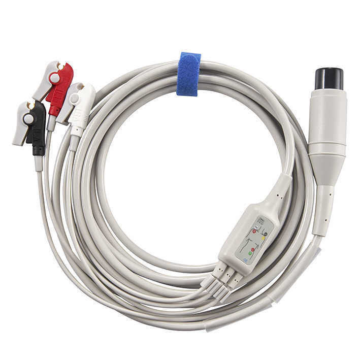 TPU yalıtım malzemesi 3/5 Rainbow hasta monitörü kabloları için kurşun EKG kablosu