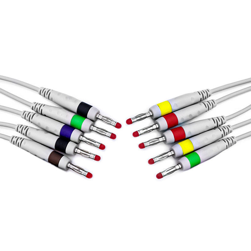 TPU yalıtım malzemesi 3/5 Rainbow hasta monitörü kabloları için kurşun EKG kablosu