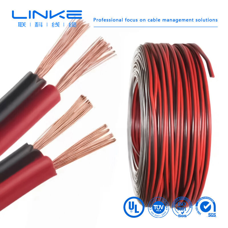 2468 VW-1 80°C 300V 22AWGx2C Yassı Şerit Kablo UL2468 2 Çekirdekli PVC Hoparlör Kablosu
